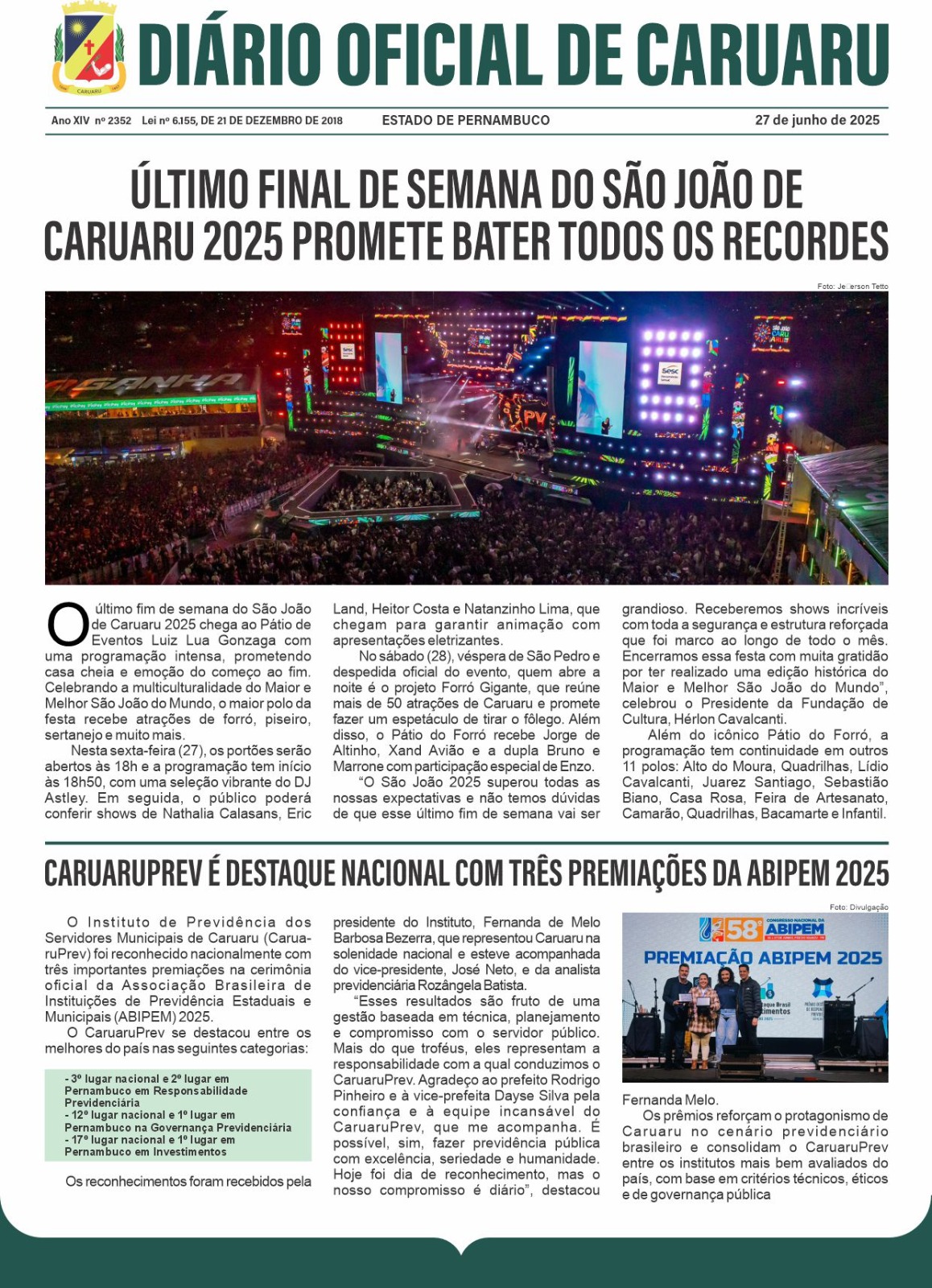 Previsualização diário do dia