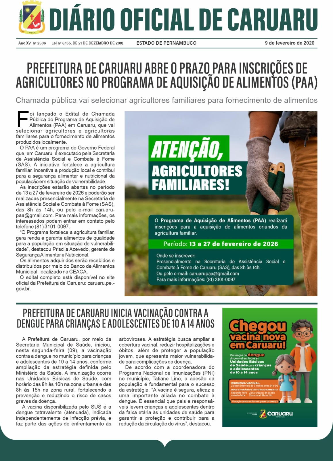 Previsualização diário do dia