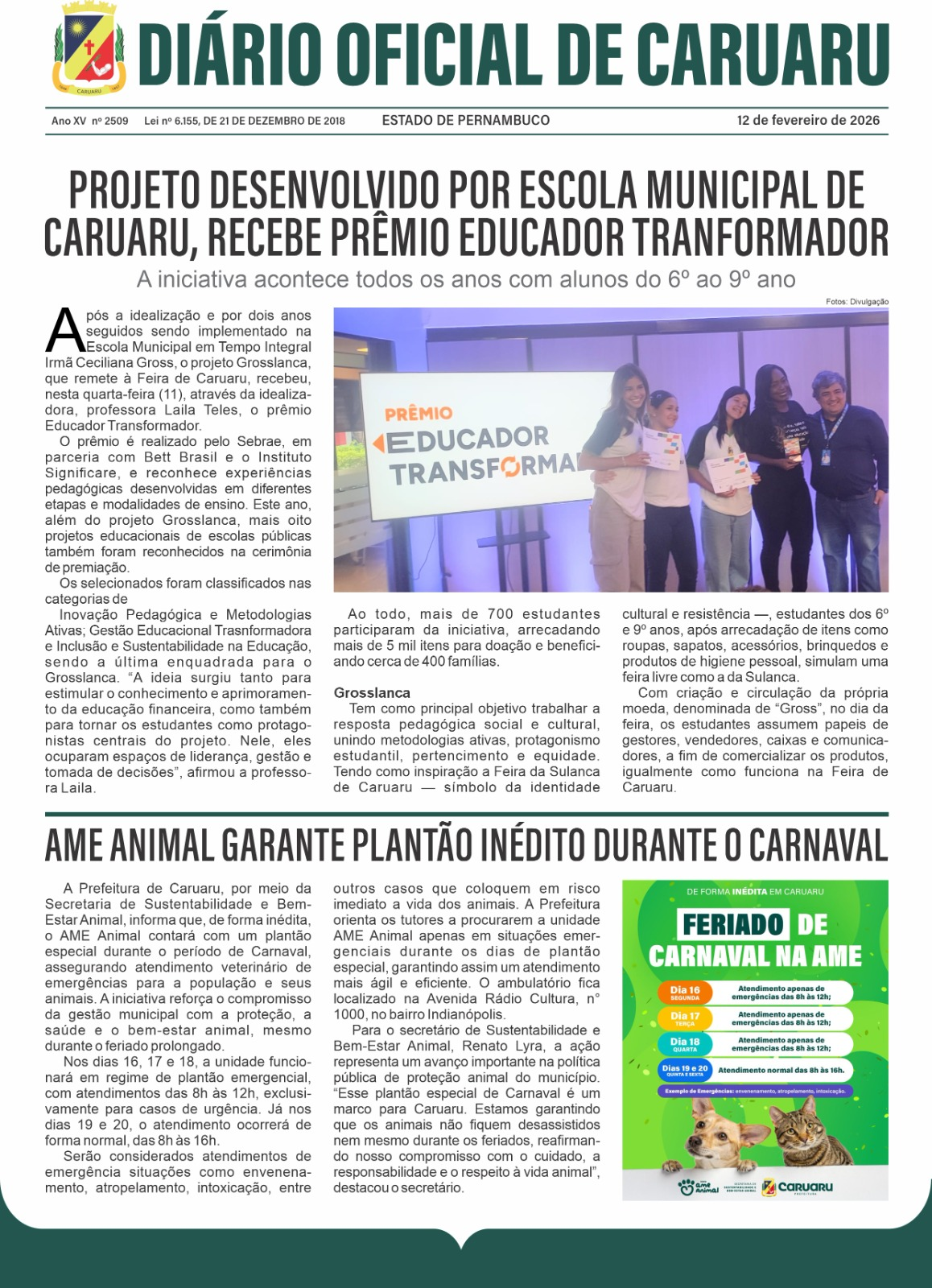 Previsualização diário do dia