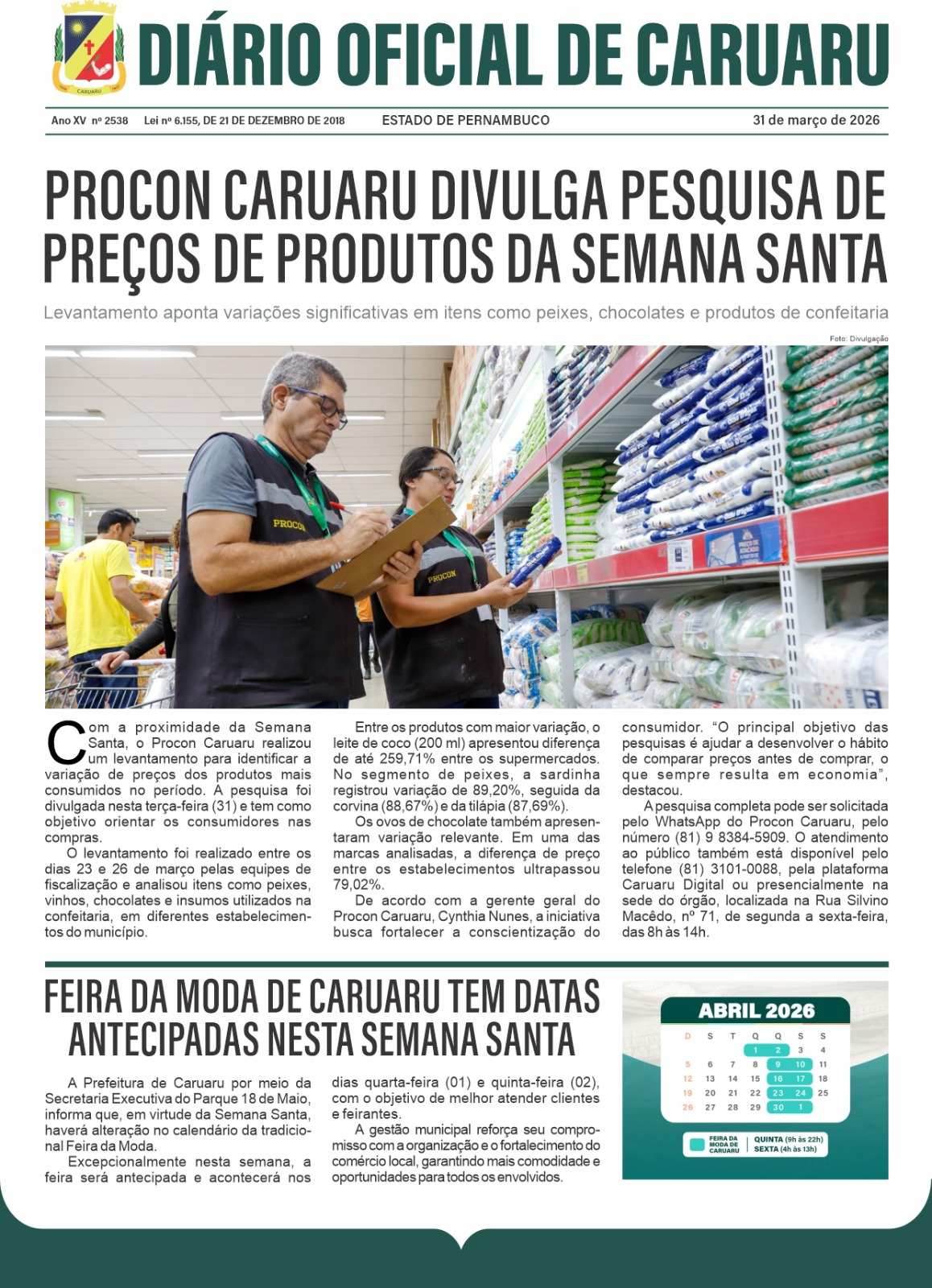 Previsualização diário do dia