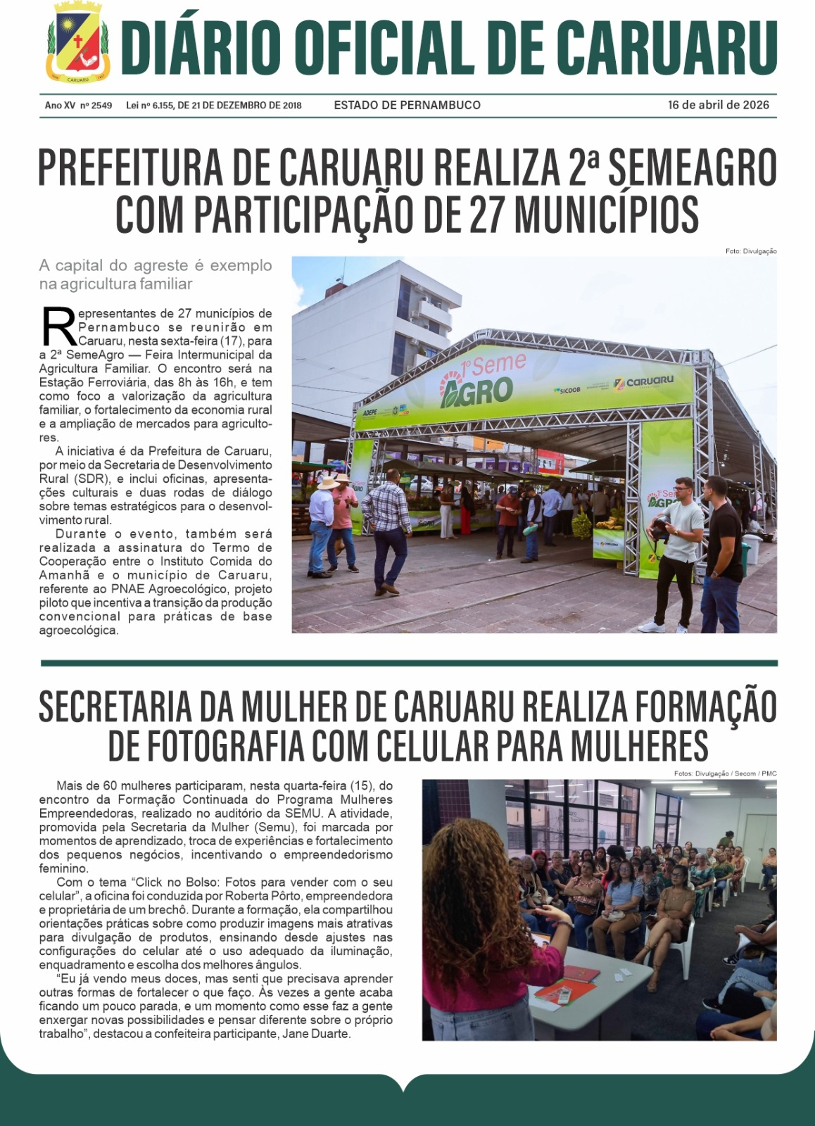 Previsualização diário do dia