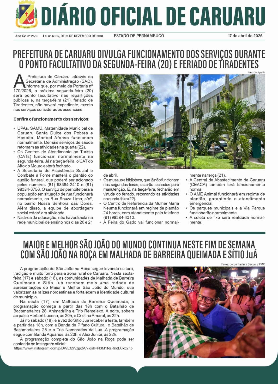 Previsualização diário do dia