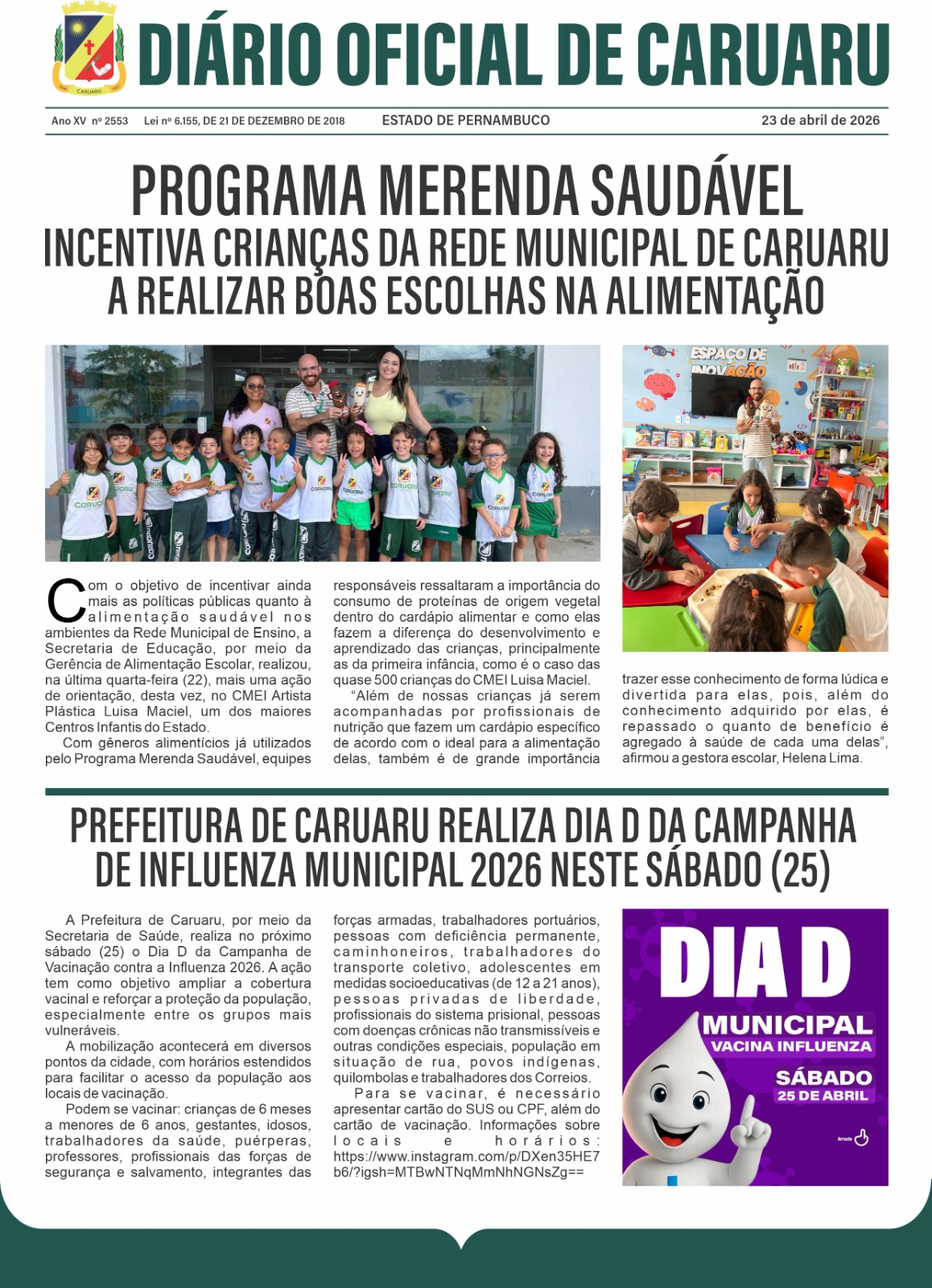 Previsualização diário do dia