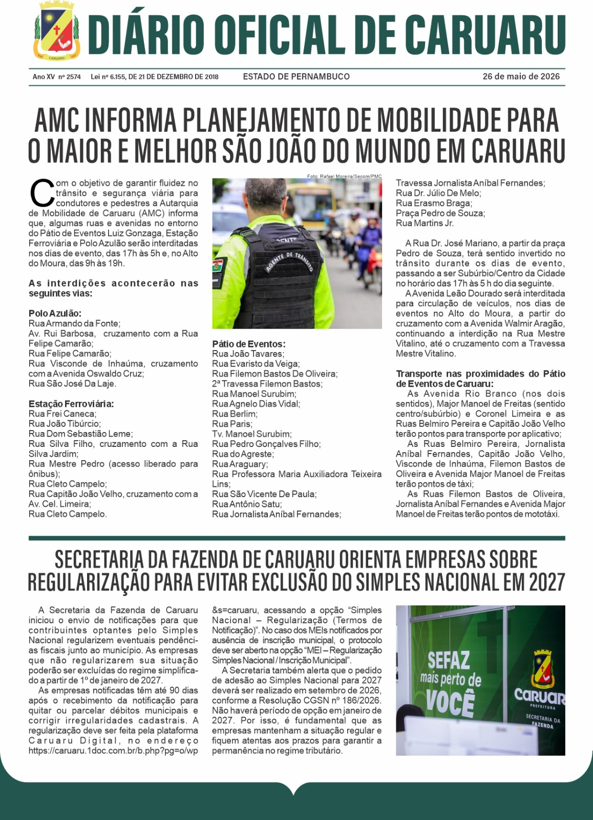Previsualização diário do dia