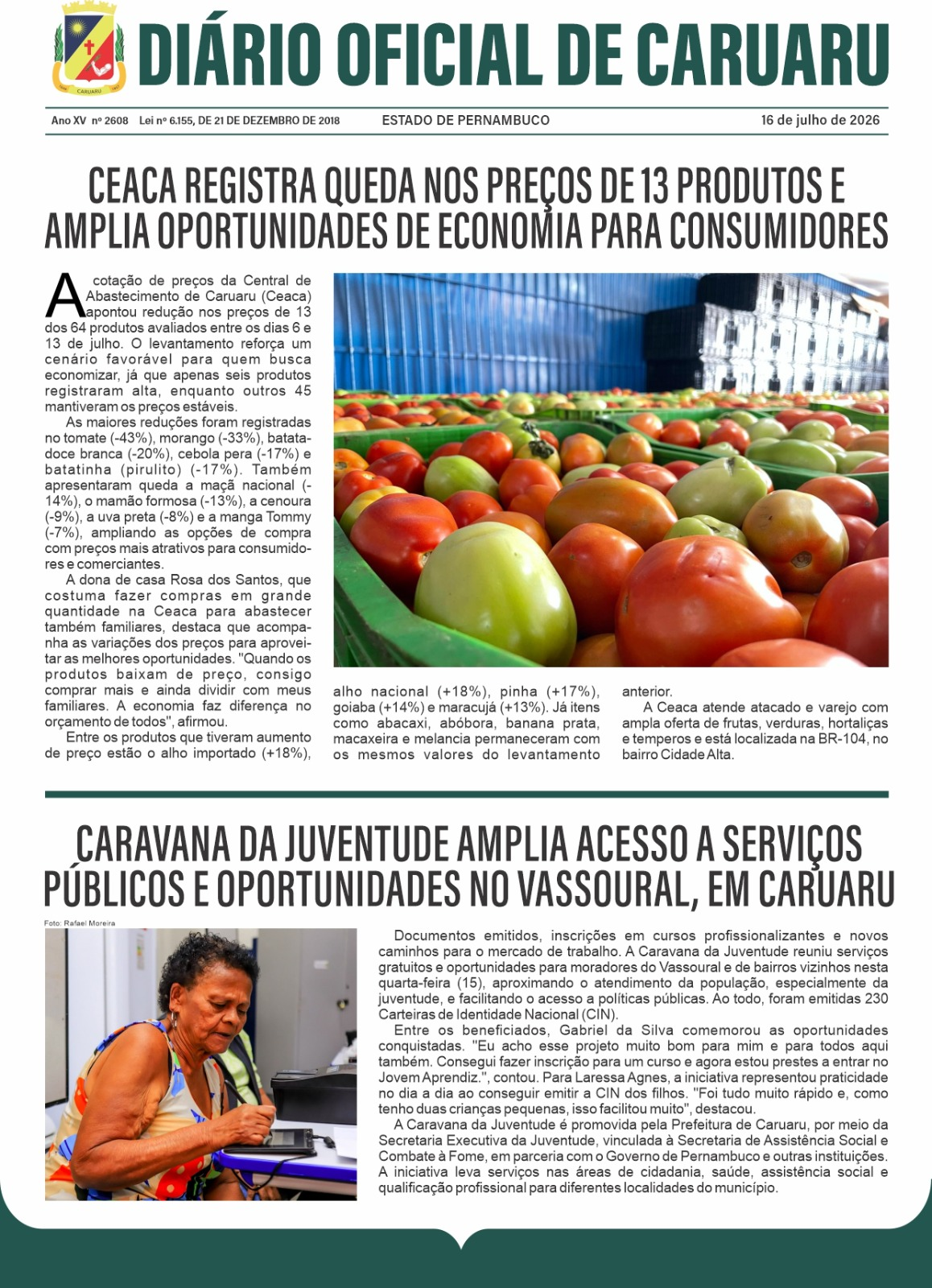 Previsualização diário do dia