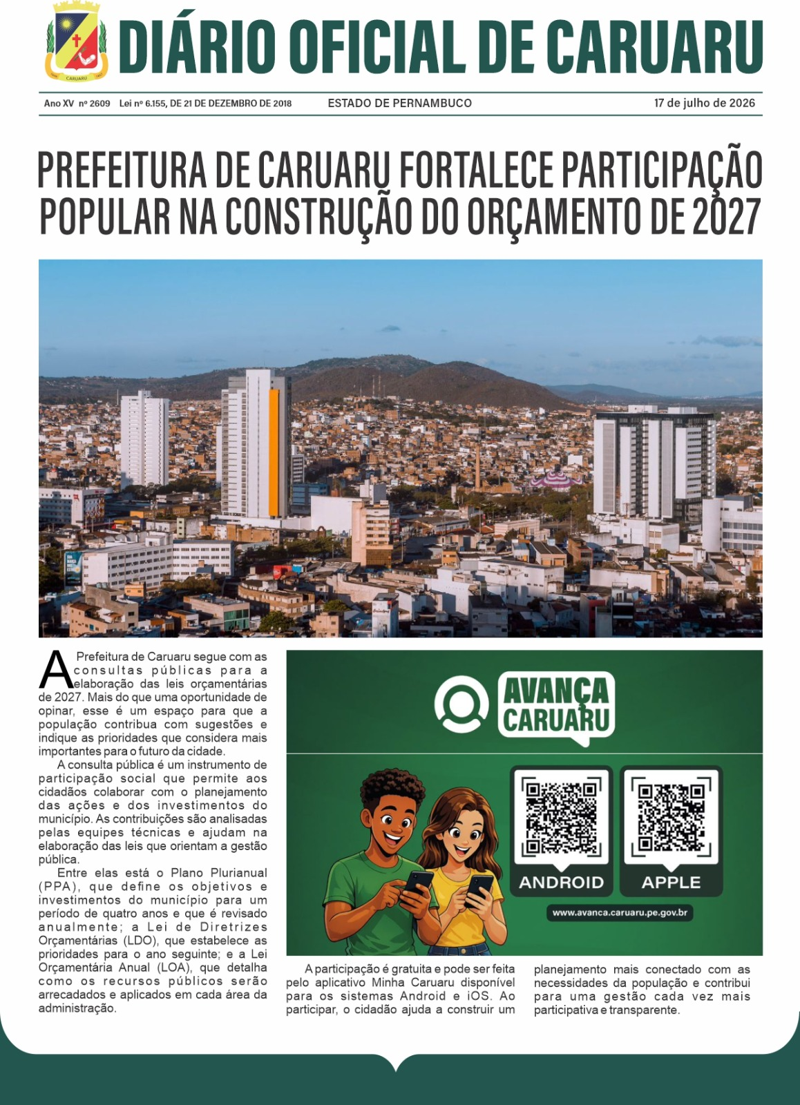 Previsualização diário do dia