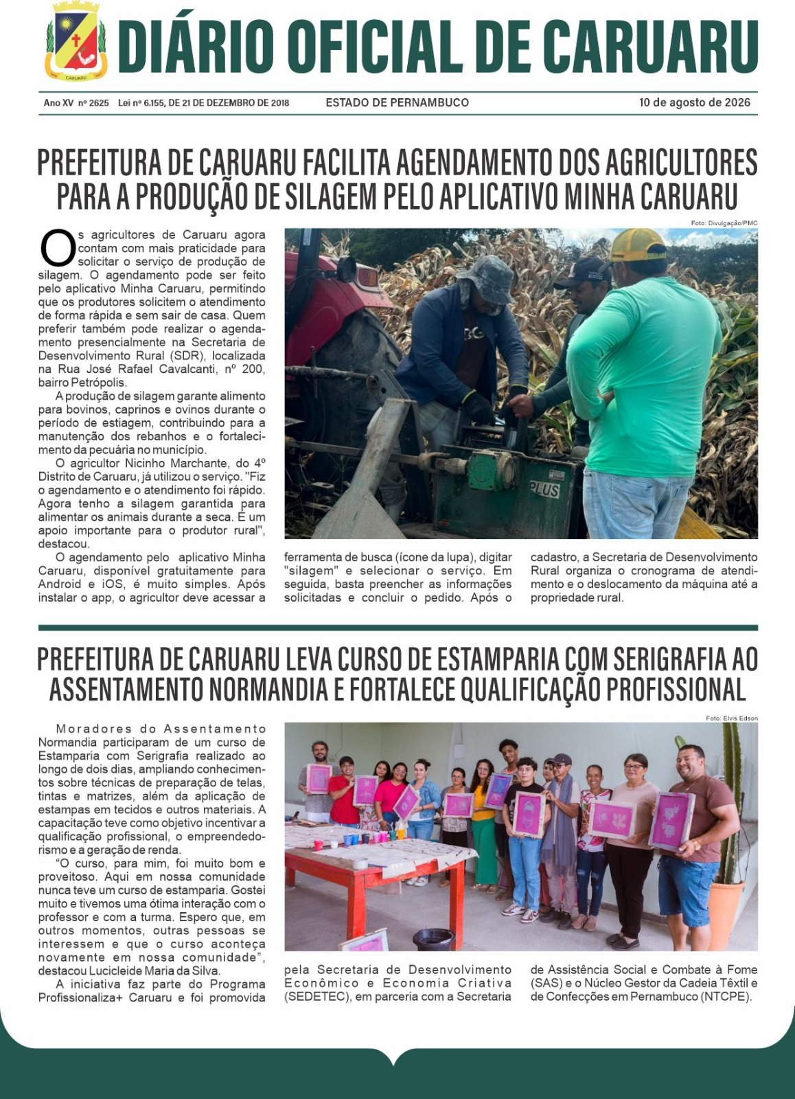 Previsualização diário do dia
