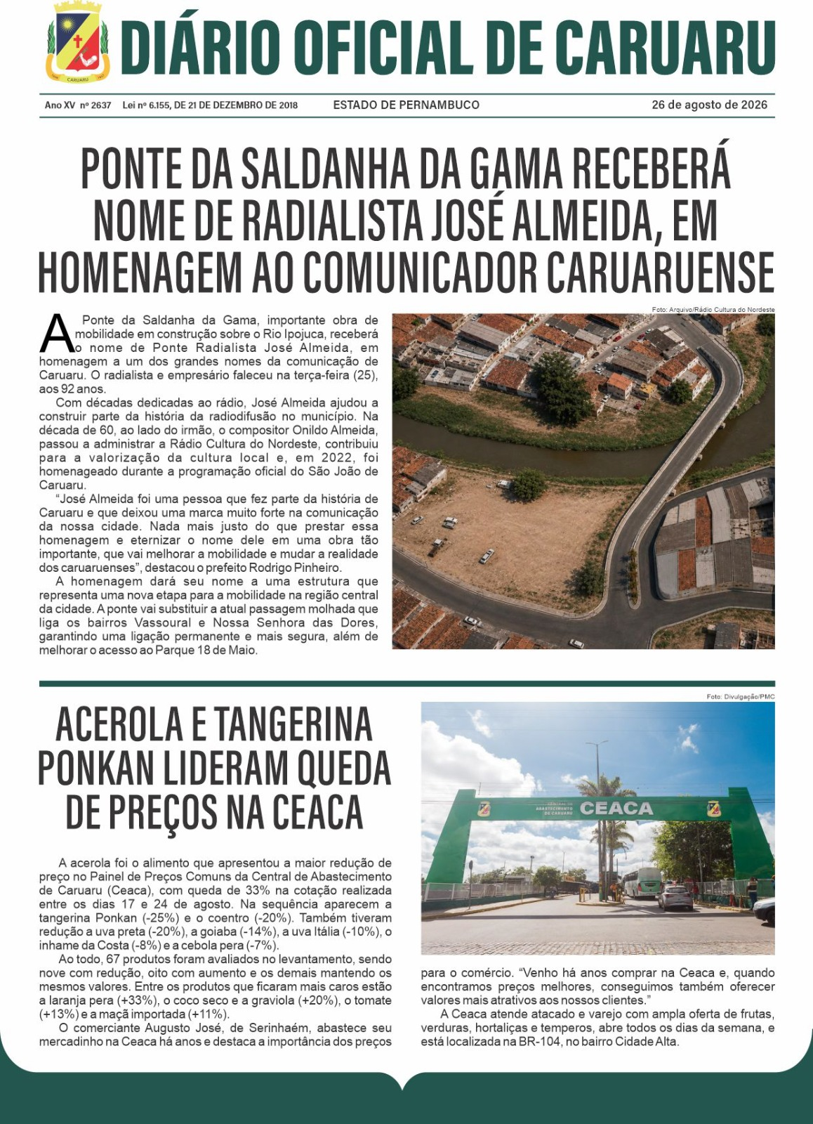 Previsualização diário do dia