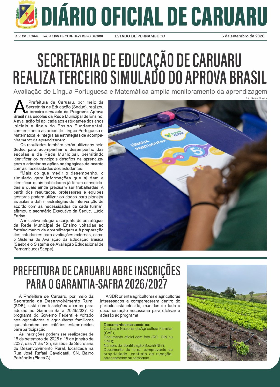 Previsualização diário do dia