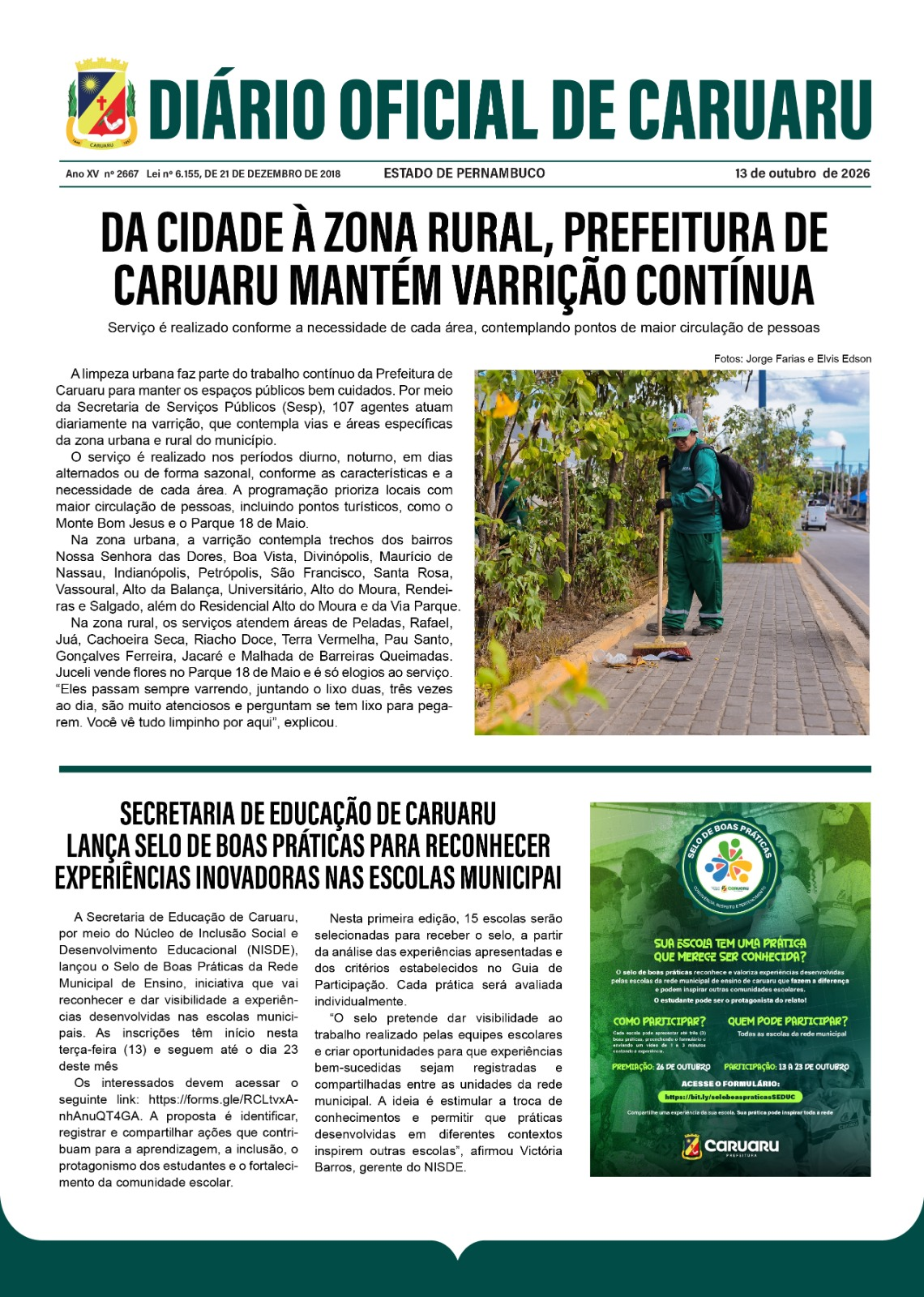 Previsualização diário do dia